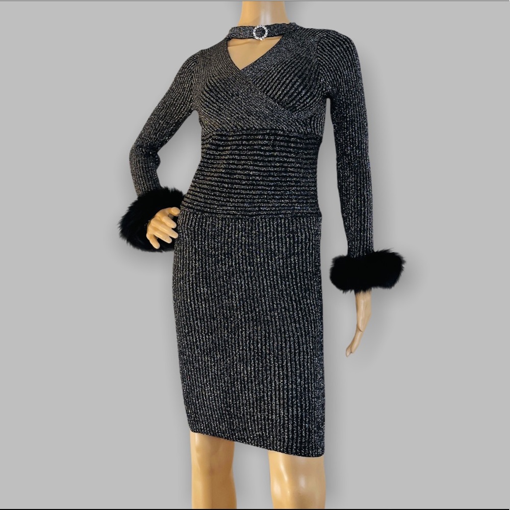New Trendy Basic Dark Gray Sweater Dress